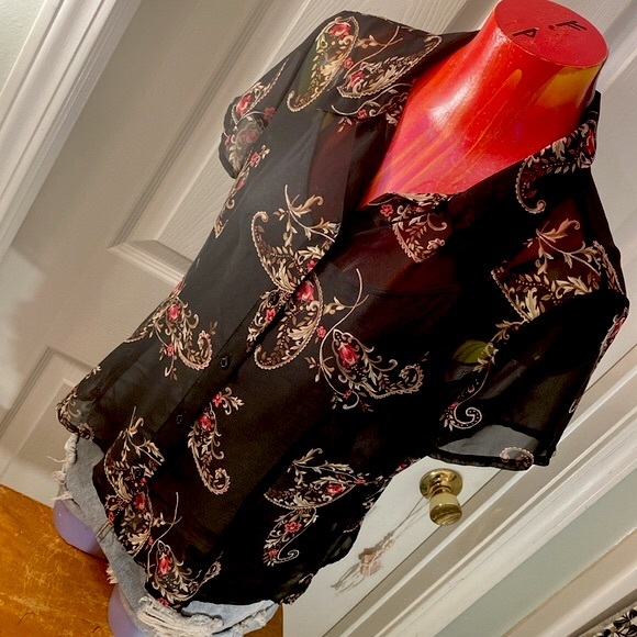 VINTAGE EMMA JAMES Petite paisley Filagree Floral Top - Picture 4 of 11